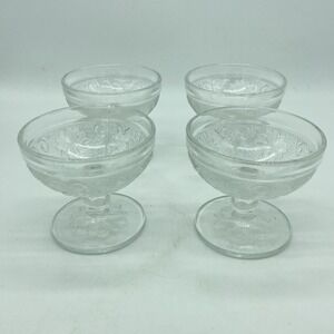 Indiana Glass Sandwich Clear Sherbet Cups Vintage Pedestal Compote Dessert‎